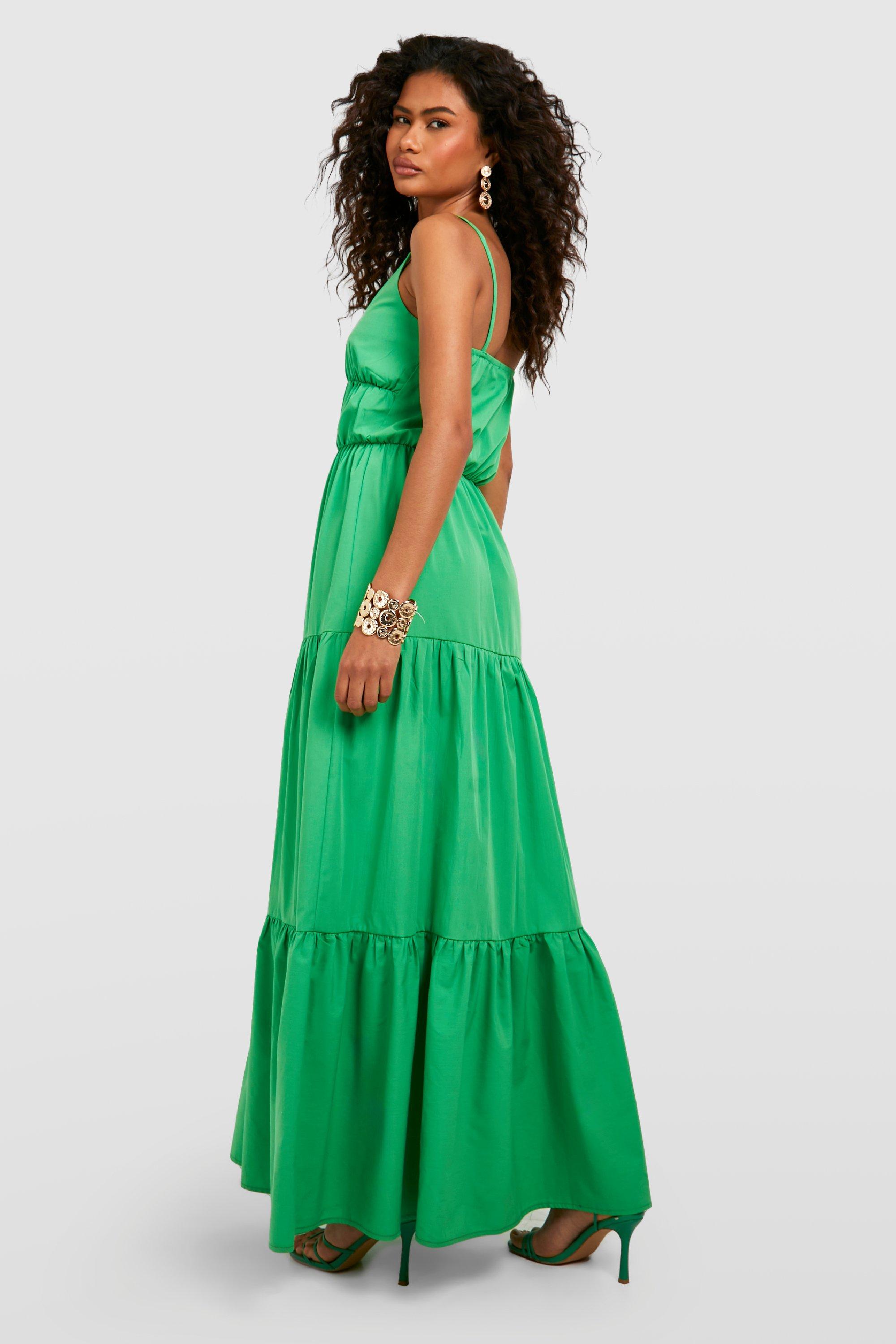 Green cotton maxi outlet dress